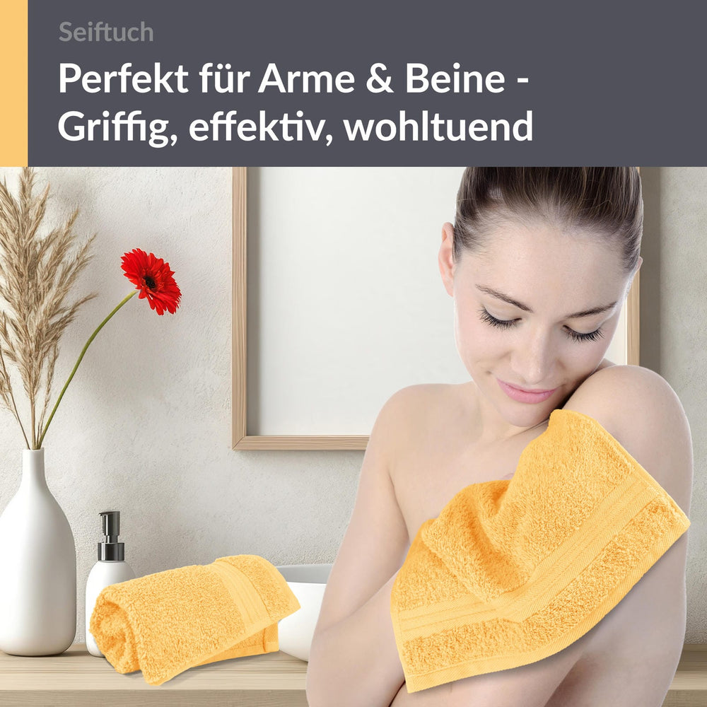 Seiftuch 30x30 cm, 2er Set Waschlappen Gelb - Aprikosen
