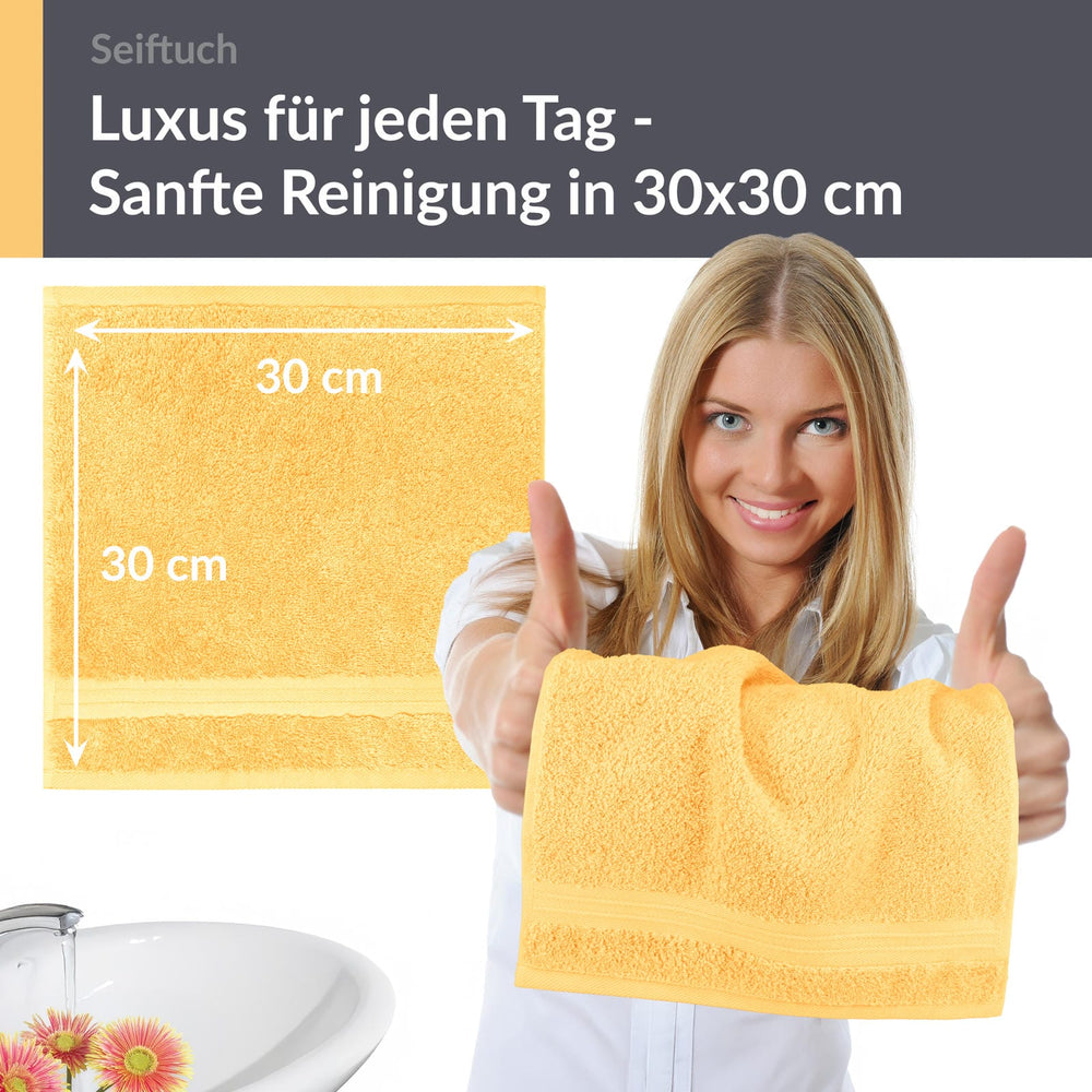 Seiftuch 30x30 cm, 2er Set Waschlappen Gelb - Aprikosen