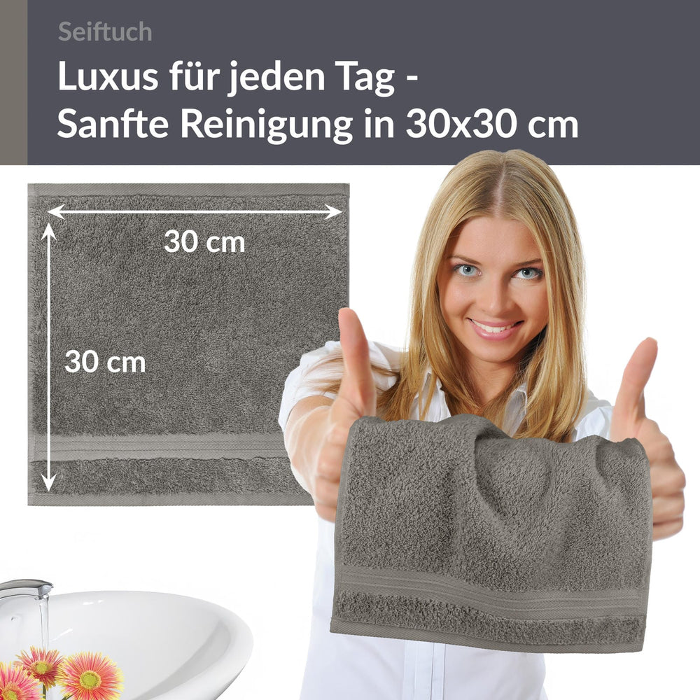Seiftuch 30x30 cm, 2er Set Waschlappen Grau - Dunkelgrau