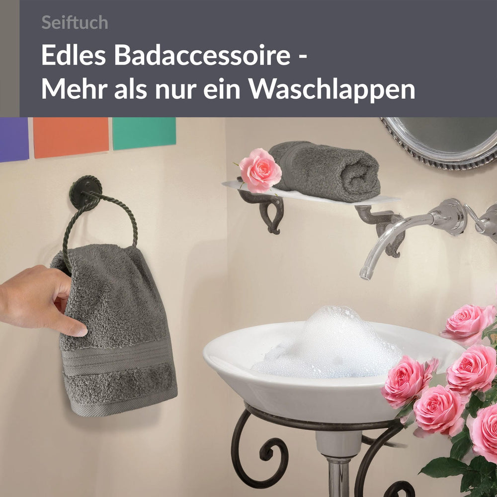 Seiftuch 30x30 cm, 2er Set Waschlappen Grau - Dunkelgrau