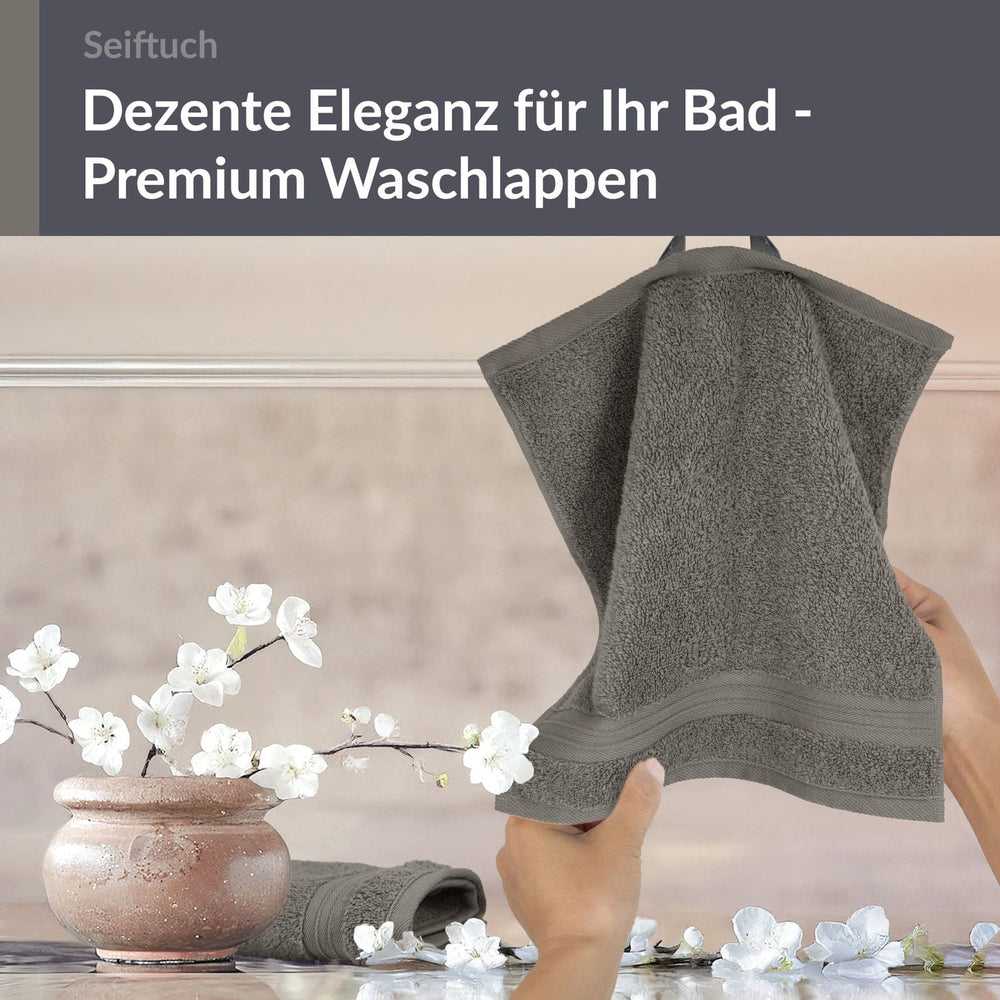 Seiftuch 30x30 cm, 2er Set Waschlappen Grau - Dunkelgrau