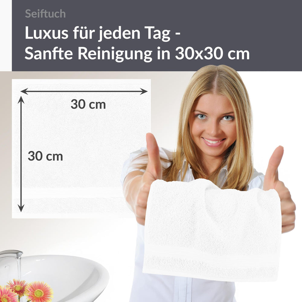 Seiftuch 30x30 cm, 2er Set Waschlappen Weiß
