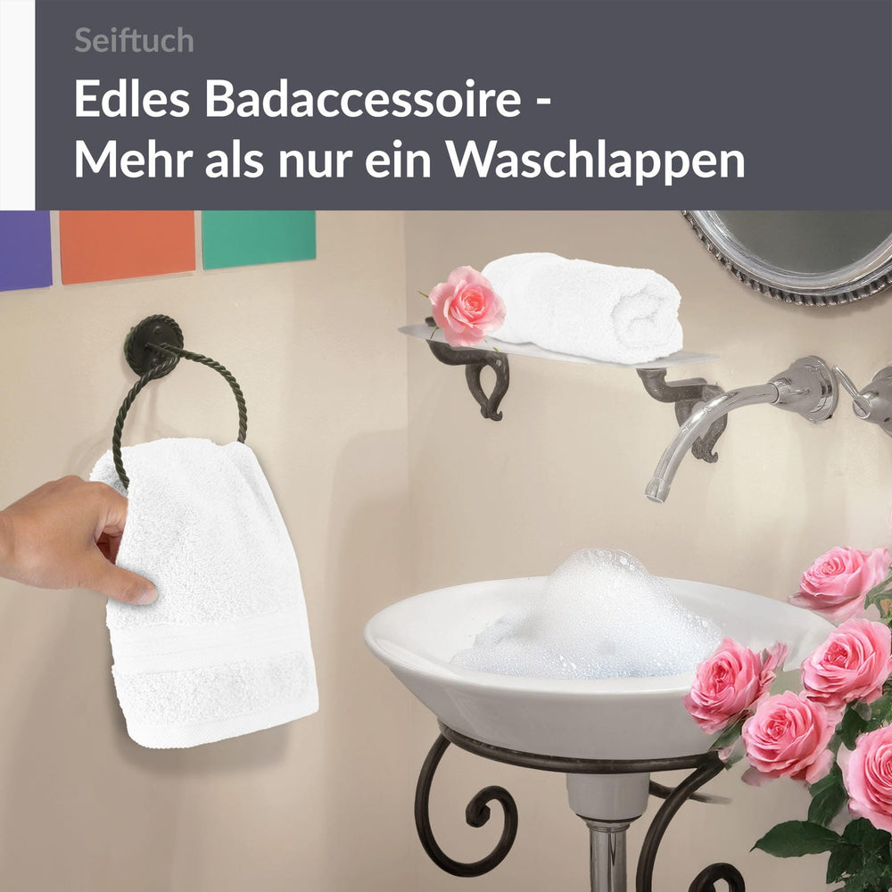 Seiftuch 30x30 cm, 2er Set Waschlappen Weiß