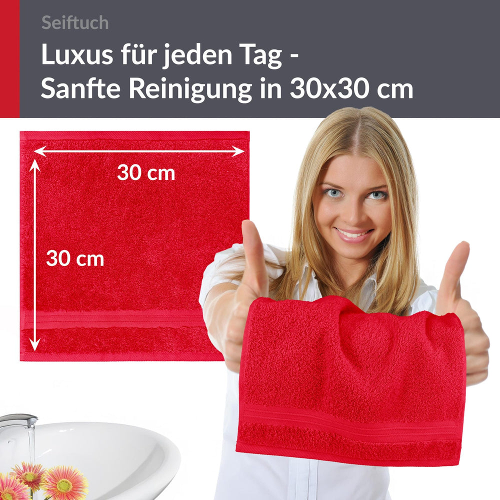 Seiftuch 30x30 cm, 2er Set Waschlappen Rot - Scharlach