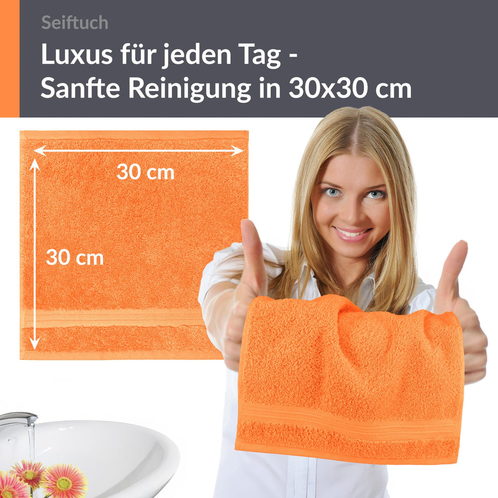 Seiftuch 30x30 cm, 2er Set Waschlappen Orange - Blutorange