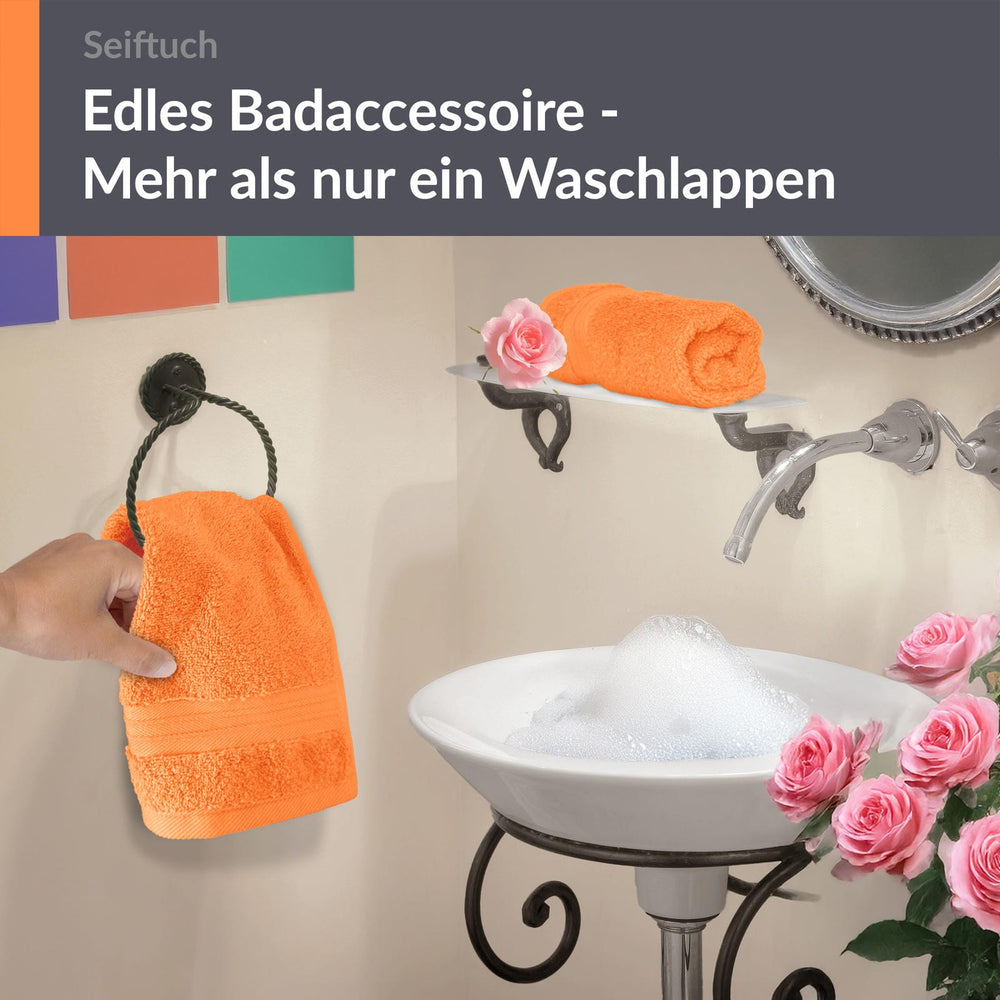 Seiftuch 30x30 cm, 2er Set Waschlappen Orange - Blutorange
