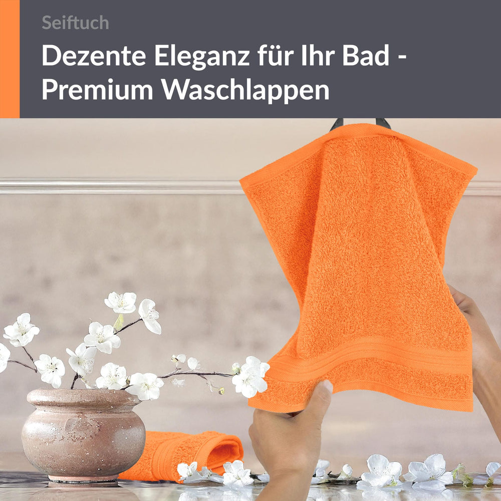 Seiftuch 30x30 cm, 2er Set Waschlappen Orange - Blutorange