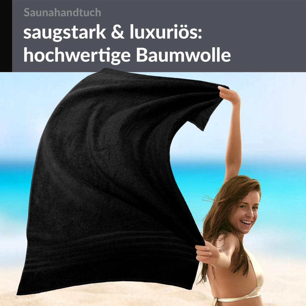 Saunahandtuch extra lang 80x220 cm Schwarz