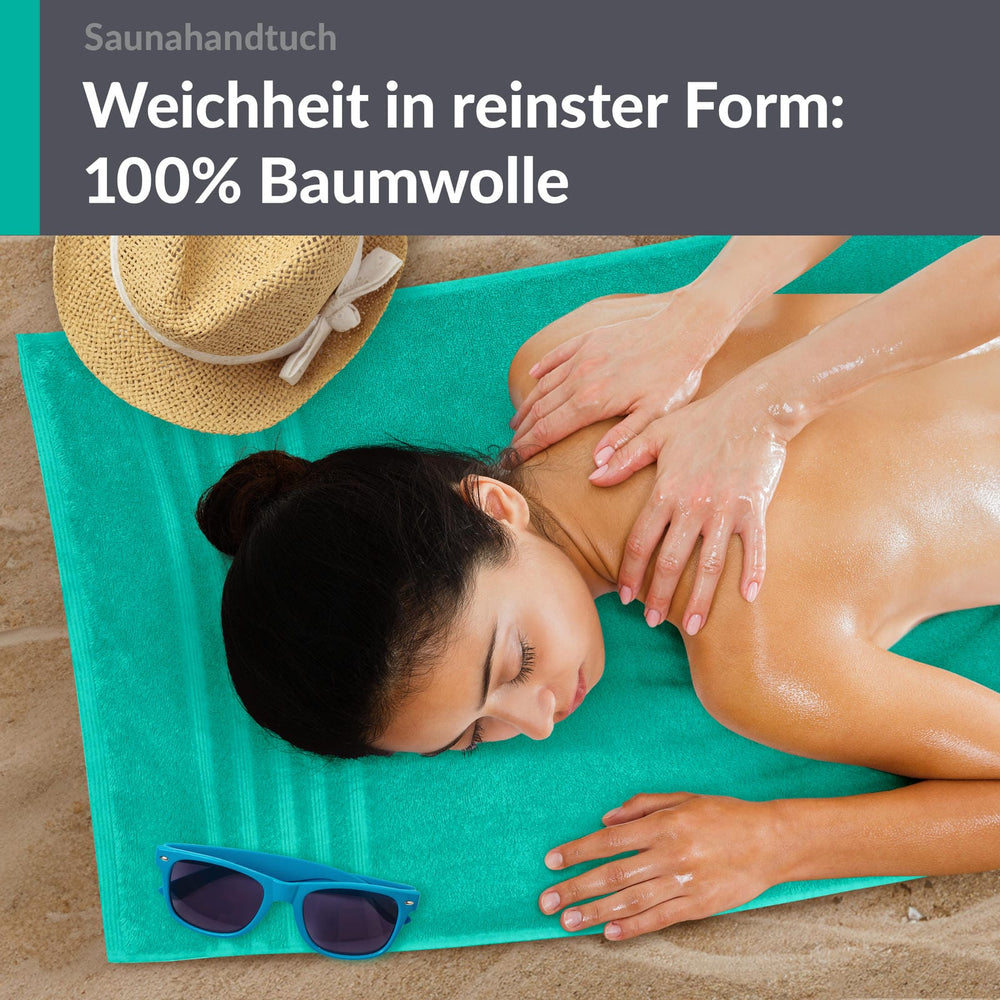 Saunahandtuch extra lang 80x220 cm Türkis - Meer