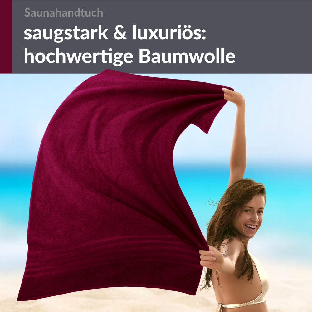 Saunahandtuch extra lang 80x220 cm Rot- Kirsch
