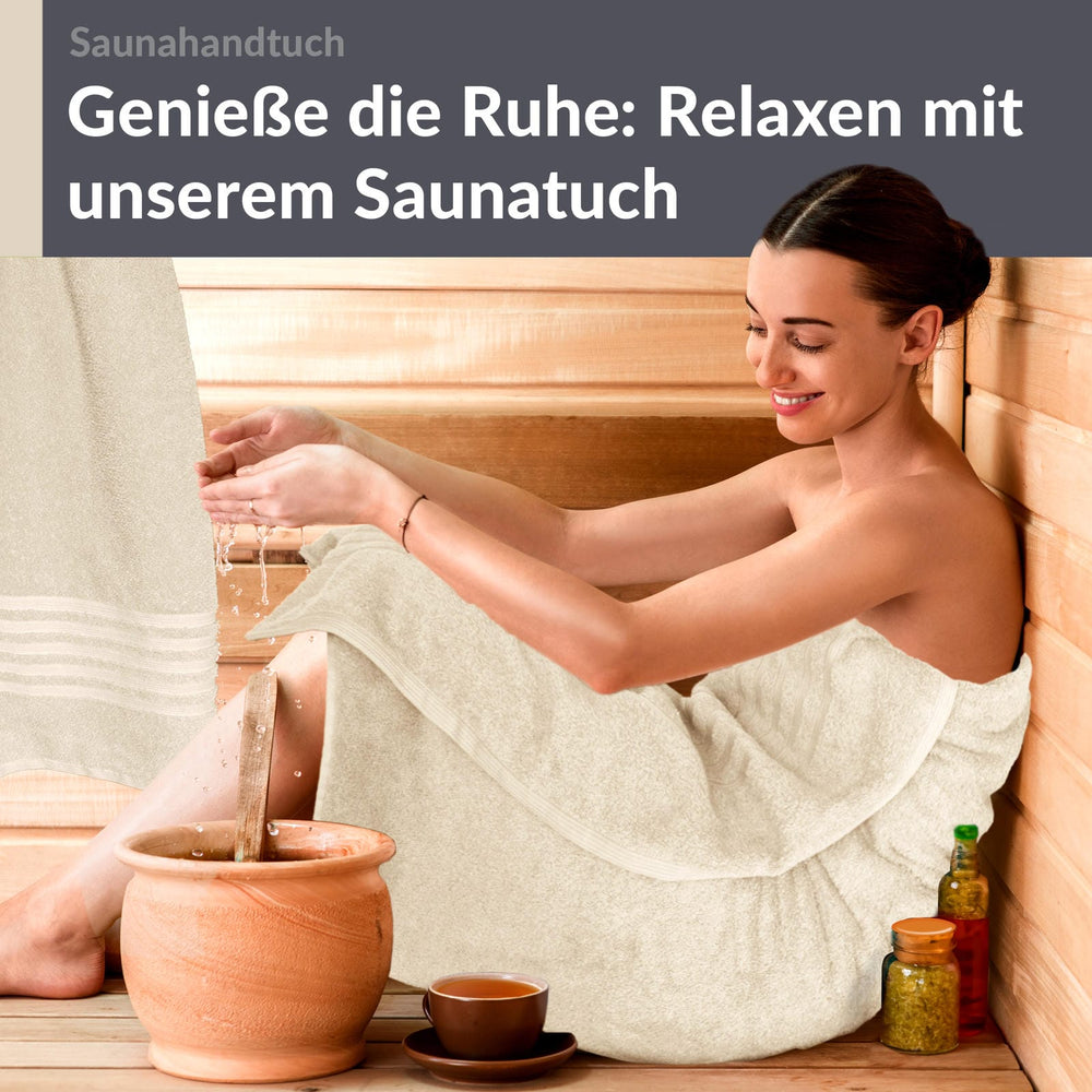 Saunahandtuch groß 80x200 cm 2er Set  Natur