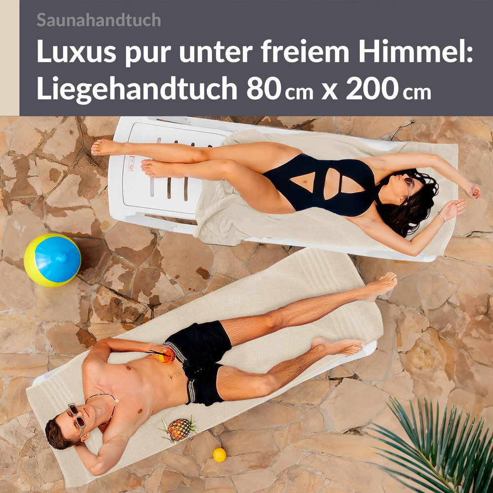 Saunahandtuch groß 80x200 cm 2er Set  Natur