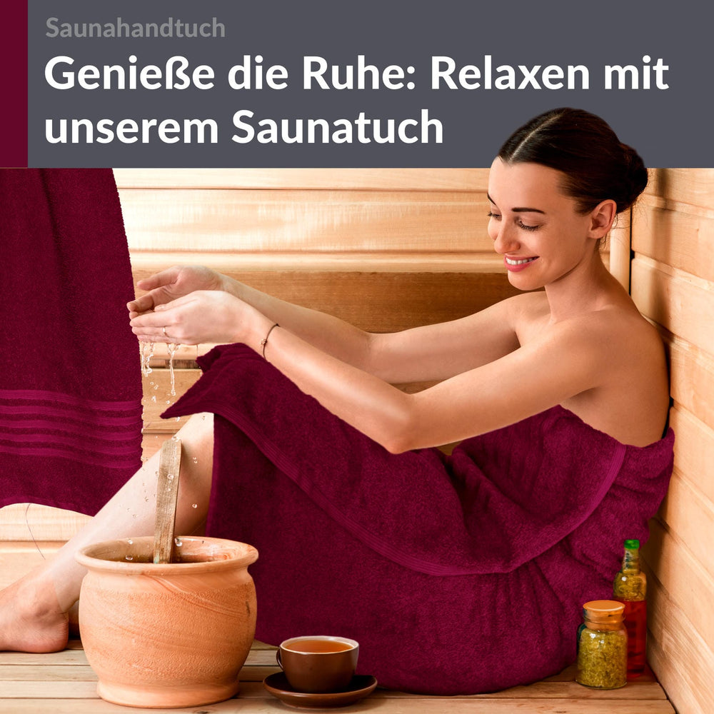 Saunahandtuch groß 80x200 cm 2er Set Rot - Kirsch