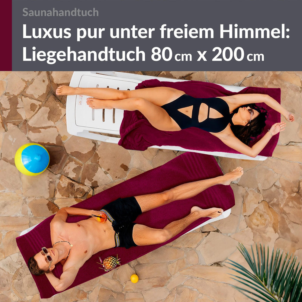 Saunahandtuch groß 80x200 cm 2er Set Rot - Kirsch