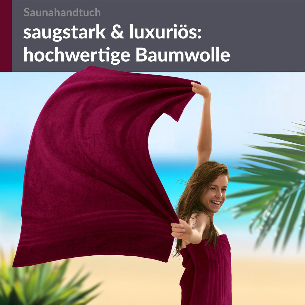 Saunahandtuch groß 80x200 cm 2er Set Rot - Kirsch