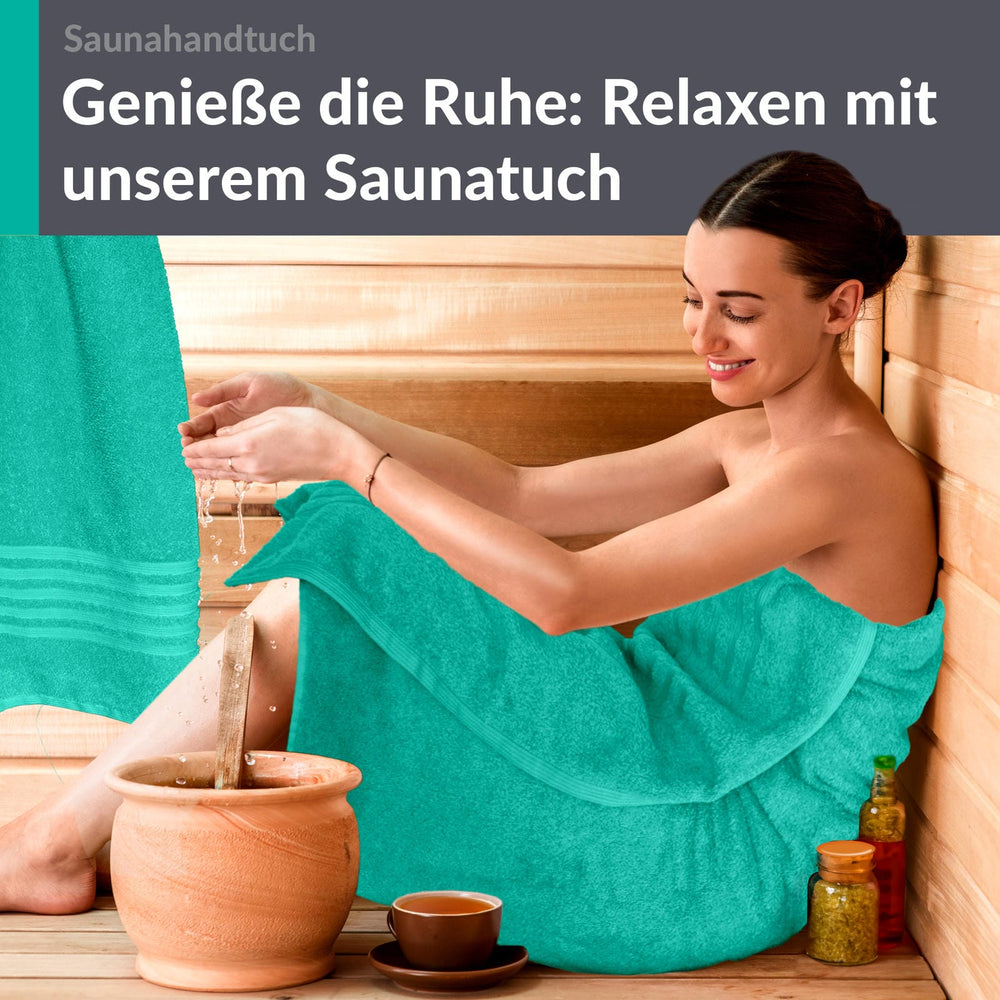 Saunahandtuch groß 80x200 cm 2er Set Türkis - Meer