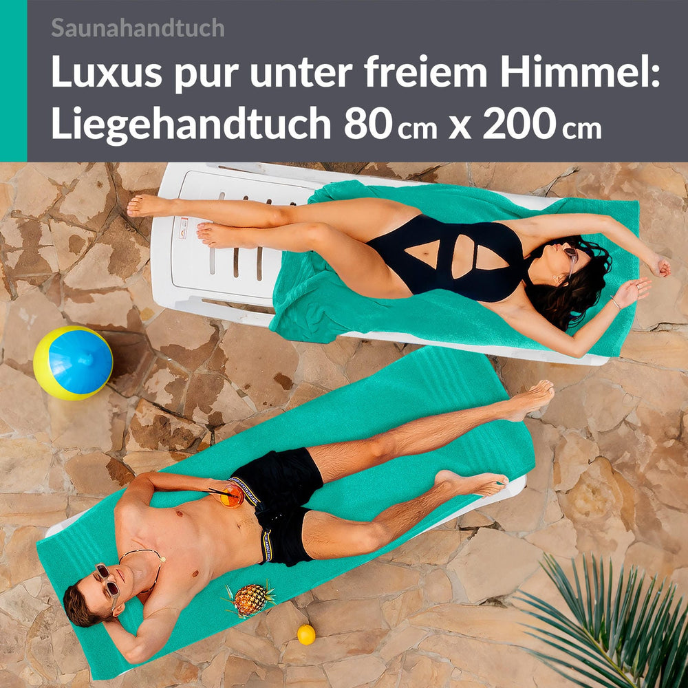 Saunahandtuch groß 80x200 cm 2er Set Türkis - Meer