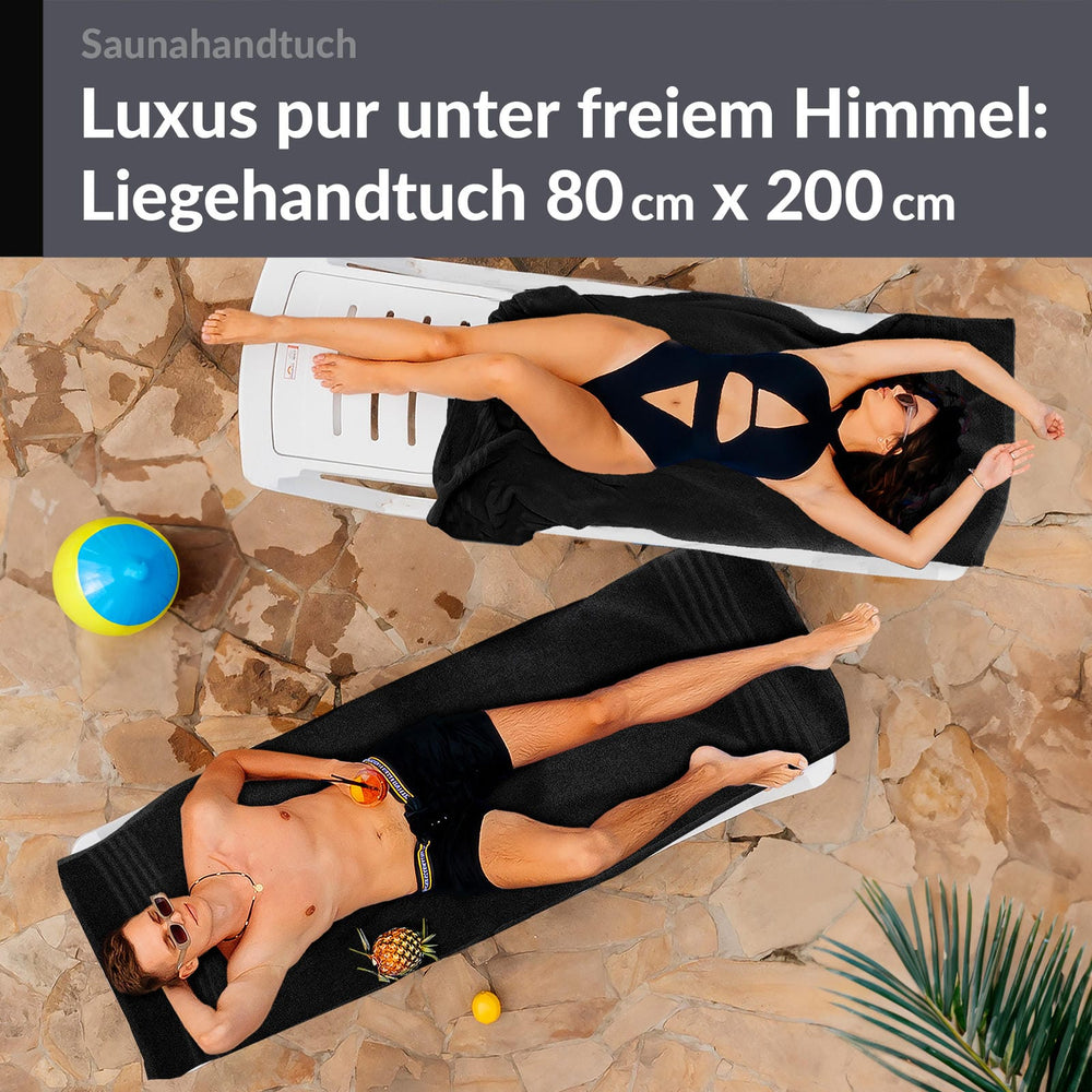 Saunahandtuch groß 80x200 cm 2er Set  Schwarz