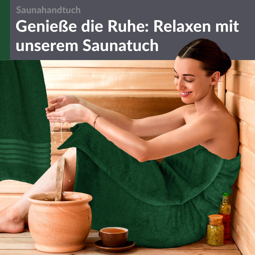 Saunahandtuch groß 80x200 cm 2er Set Grün - Tannen