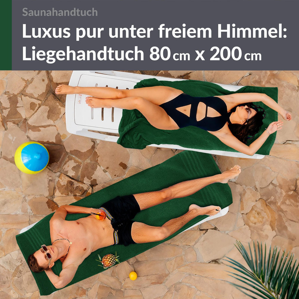 Saunahandtuch groß 80x200 cm 2er Set Grün - Tannen