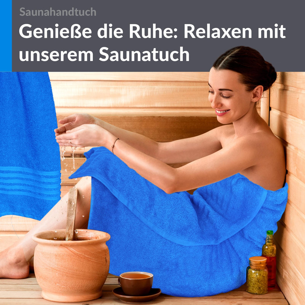 Saunahandtuch groß 80x200 cm 2er Set Blau - Karibik