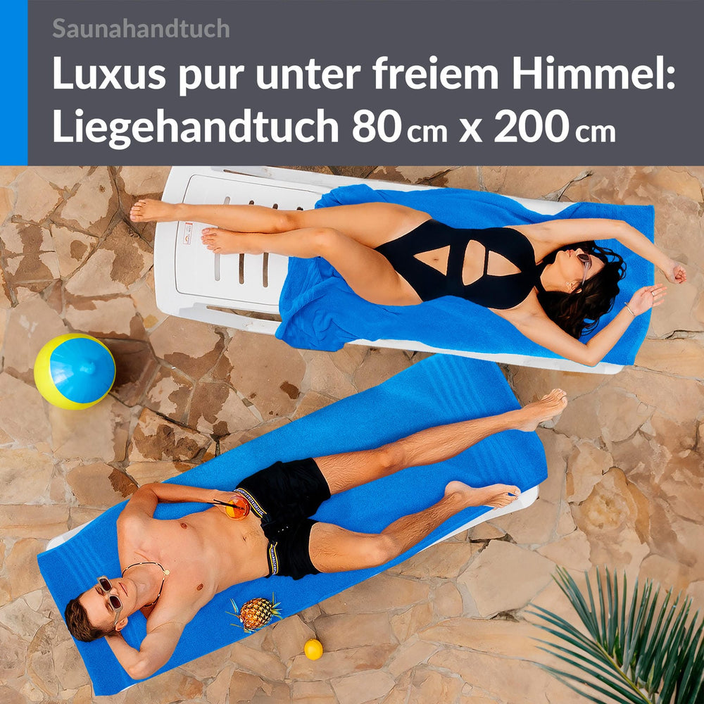 Saunahandtuch groß 80x200 cm 2er Set Blau - Karibik