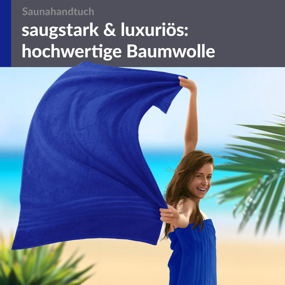 Saunahandtuch groß 80x200 cm 2er Set Blau - Azur