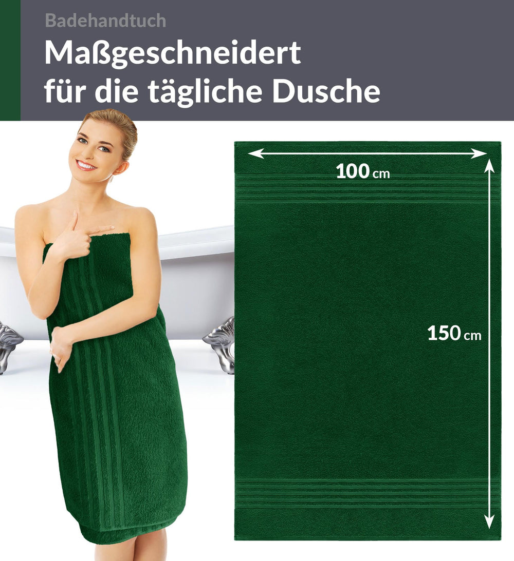 Badetuch 100x150 cm Grün  - Tannen