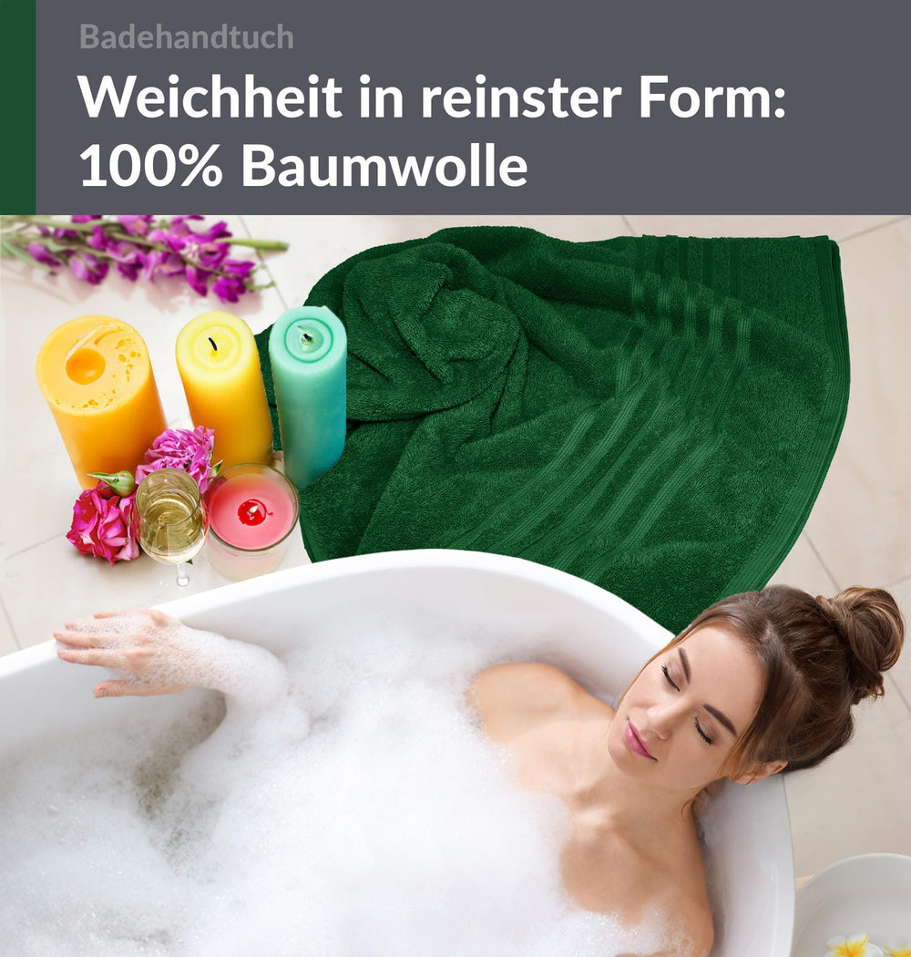 Badetuch 100x150 cm Grün  - Tannen