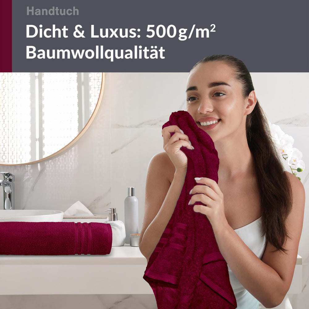 Handtuch 50x100 cm 2er Set Rot - Kirsch