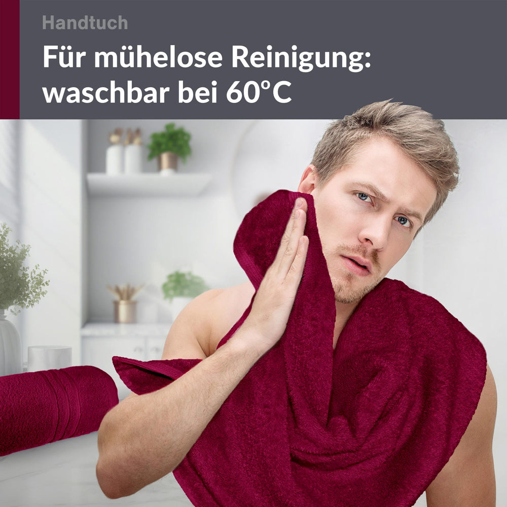 Handtuch 50x100 cm 2er Set Rot - Kirsch