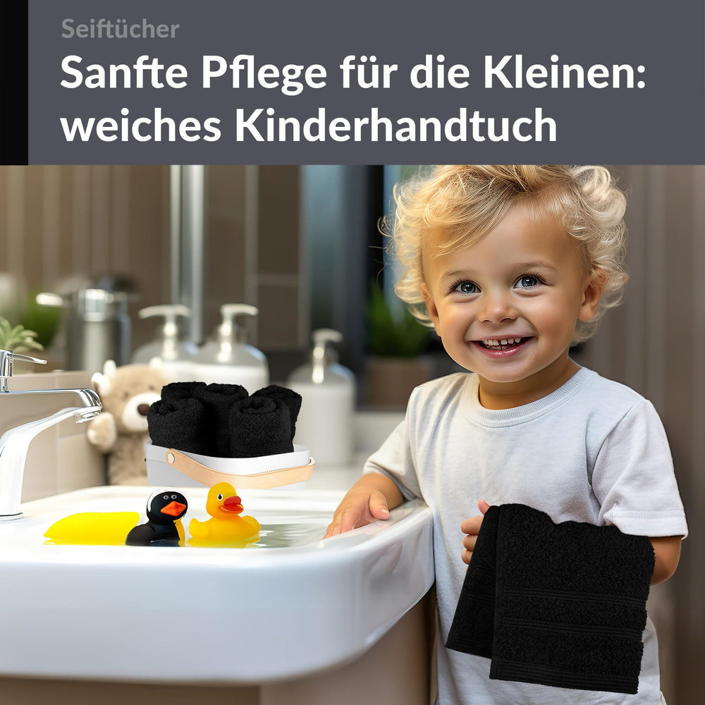 Waschlappen Set 30x30 cm 6 Stück Schwarz