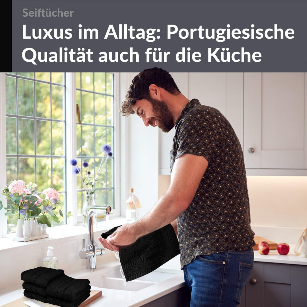 Waschlappen Set 30x30 cm 6 Stück Schwarz