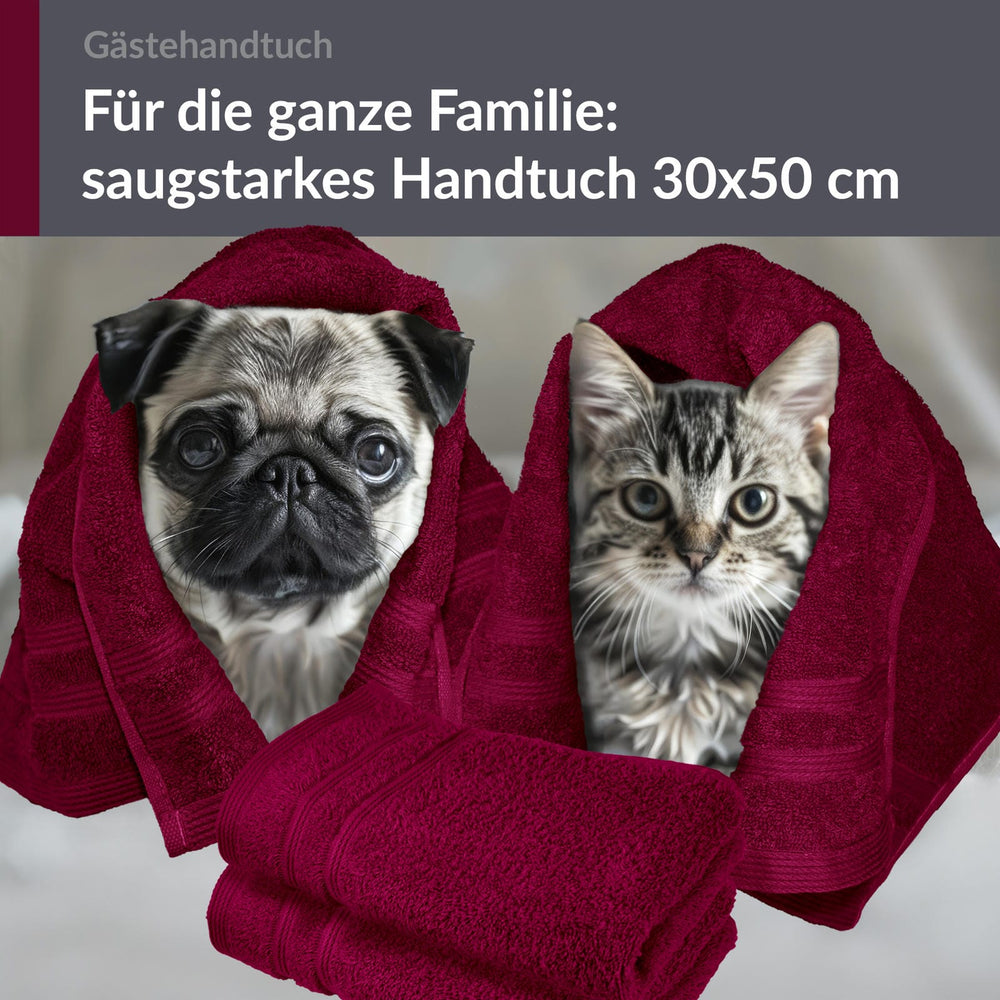 Gästehandtücher Set 30x50 cm 4 Stück Rot - Kirsch