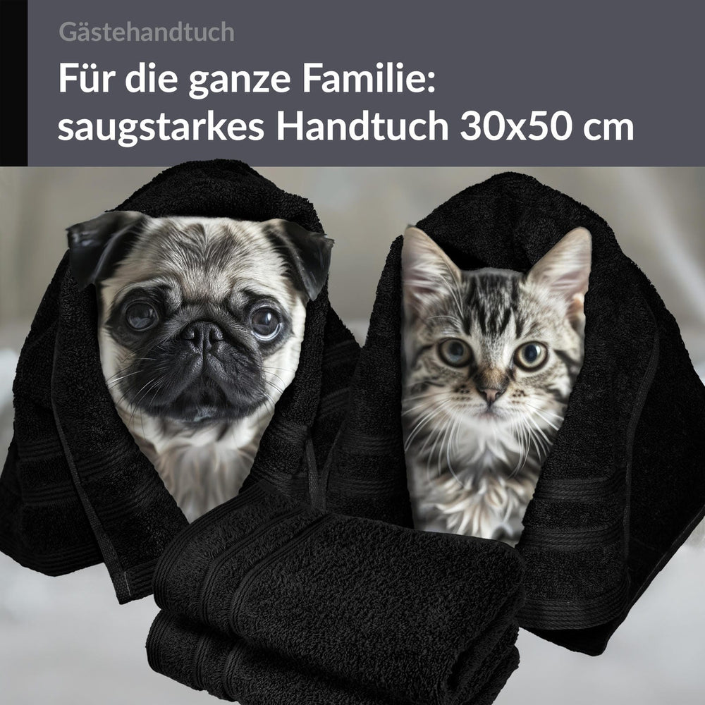 Gästehandtücher Set 30x50 cm 4 Stück Schwarz