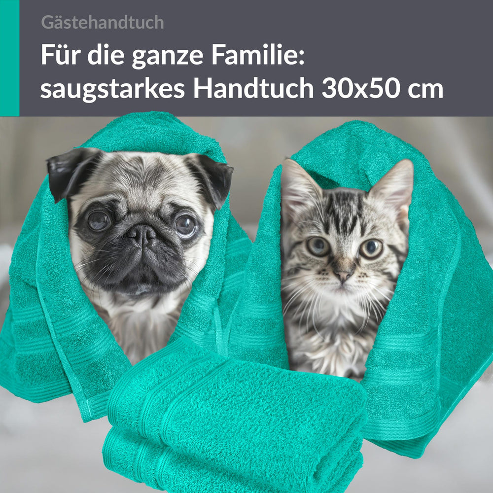 Gästehandtücher Set 30x50 cm 4 Stück Türkis - Meer