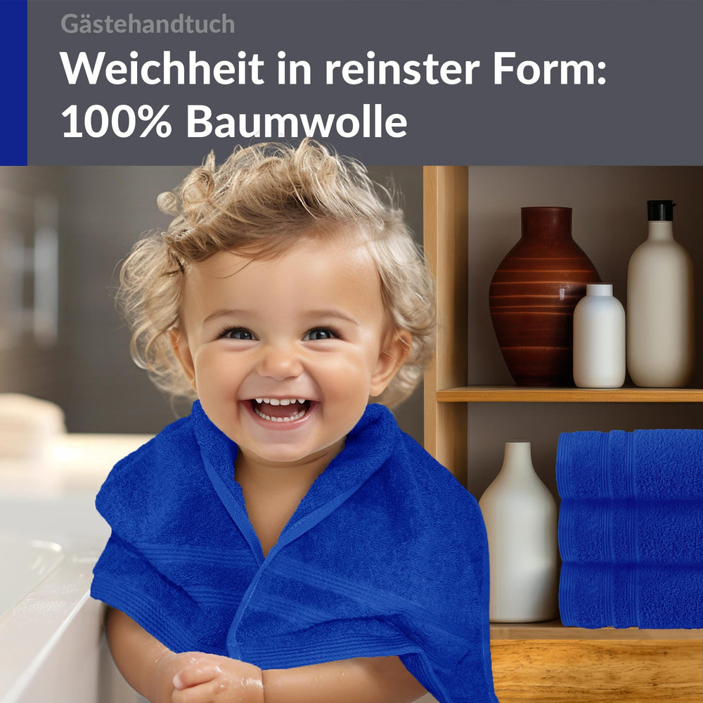 Gästehandtücher Set 30x50 cm 4 Stück Blau - Azur