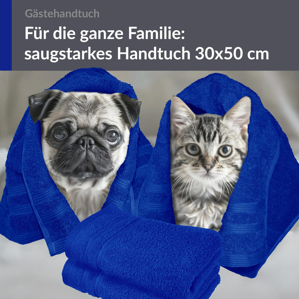 Gästehandtücher Set 30x50 cm 4 Stück Blau - Azur