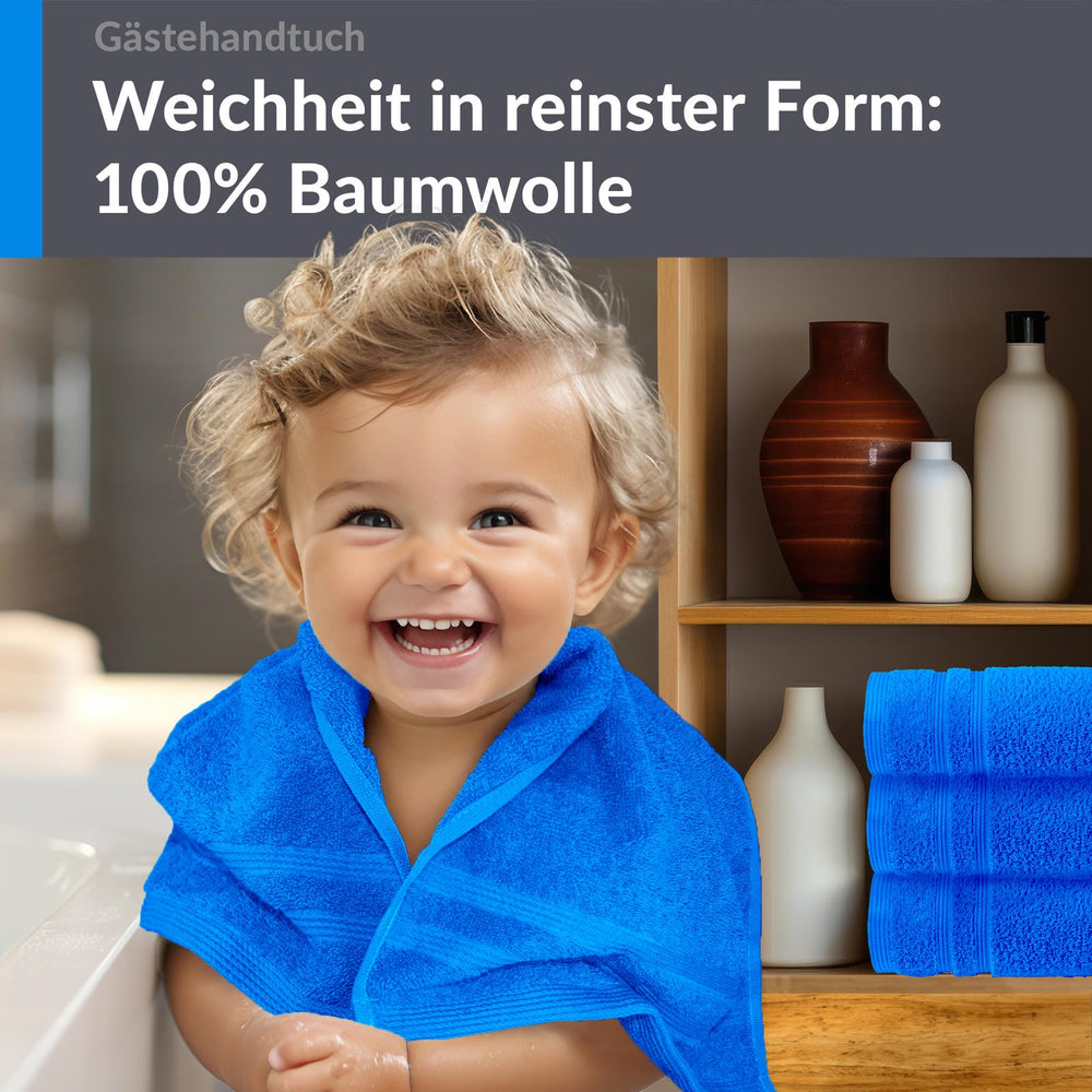 Gästehandtücher Set 30x50 cm 4 Stück Blau - Karibik