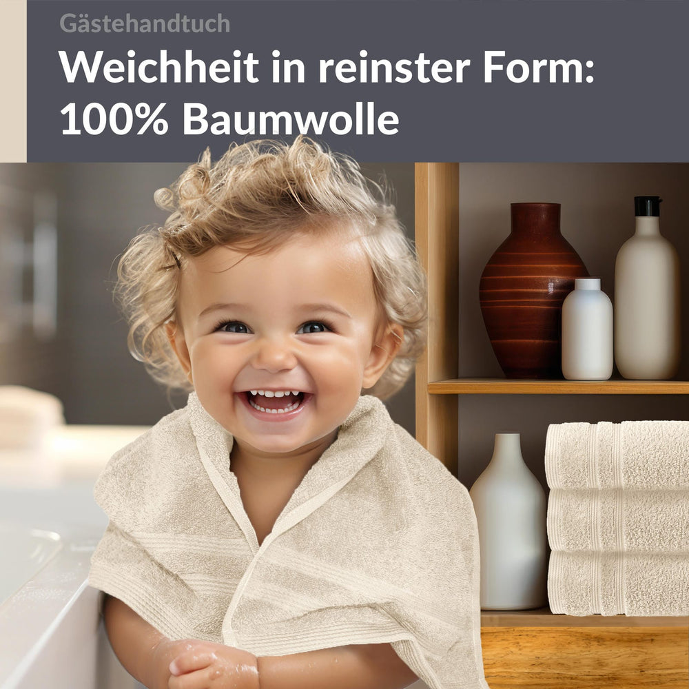 Gästehandtücher Set 30x50 cm 4 Stück Natur