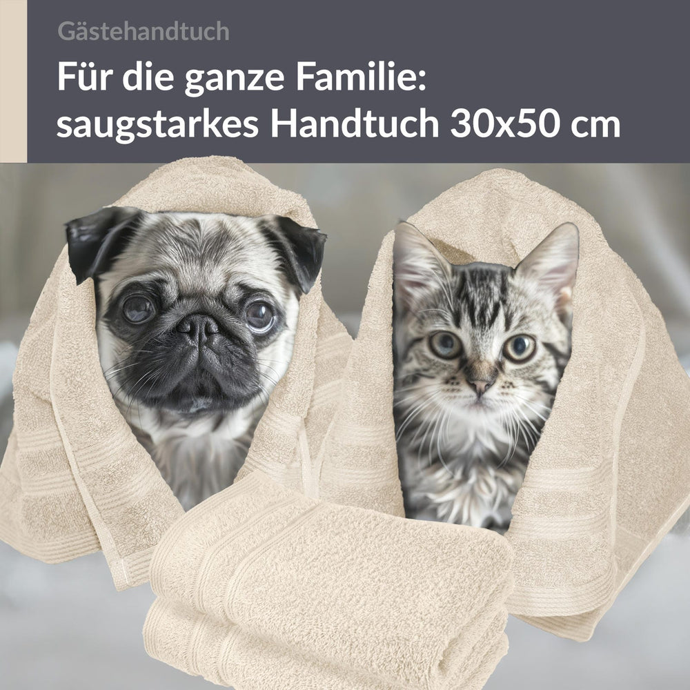 Gästehandtücher Set 30x50 cm 4 Stück Natur