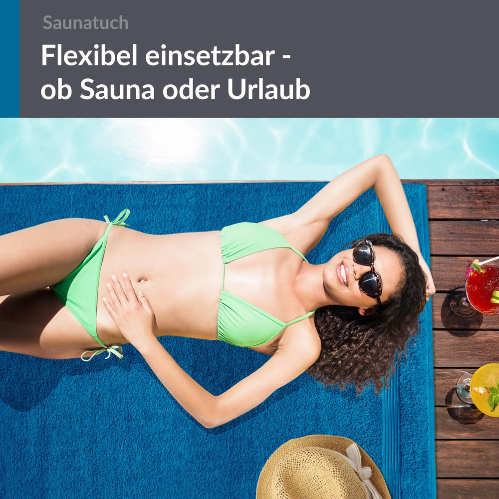 XXL Saunatuch extra lang 85x220 cm Blau - Petrol