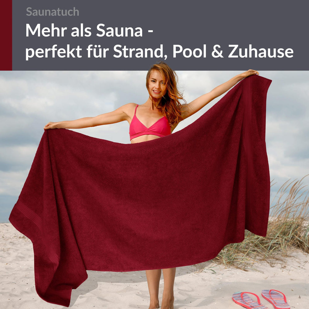 XXL Saunatuch extra lang 85x220 cm Rot - Rubin