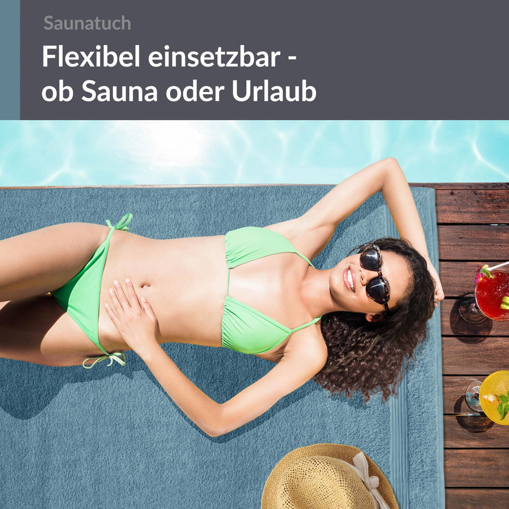 XXL Saunatuch extra lang 85x220 cm Blau - Tauben