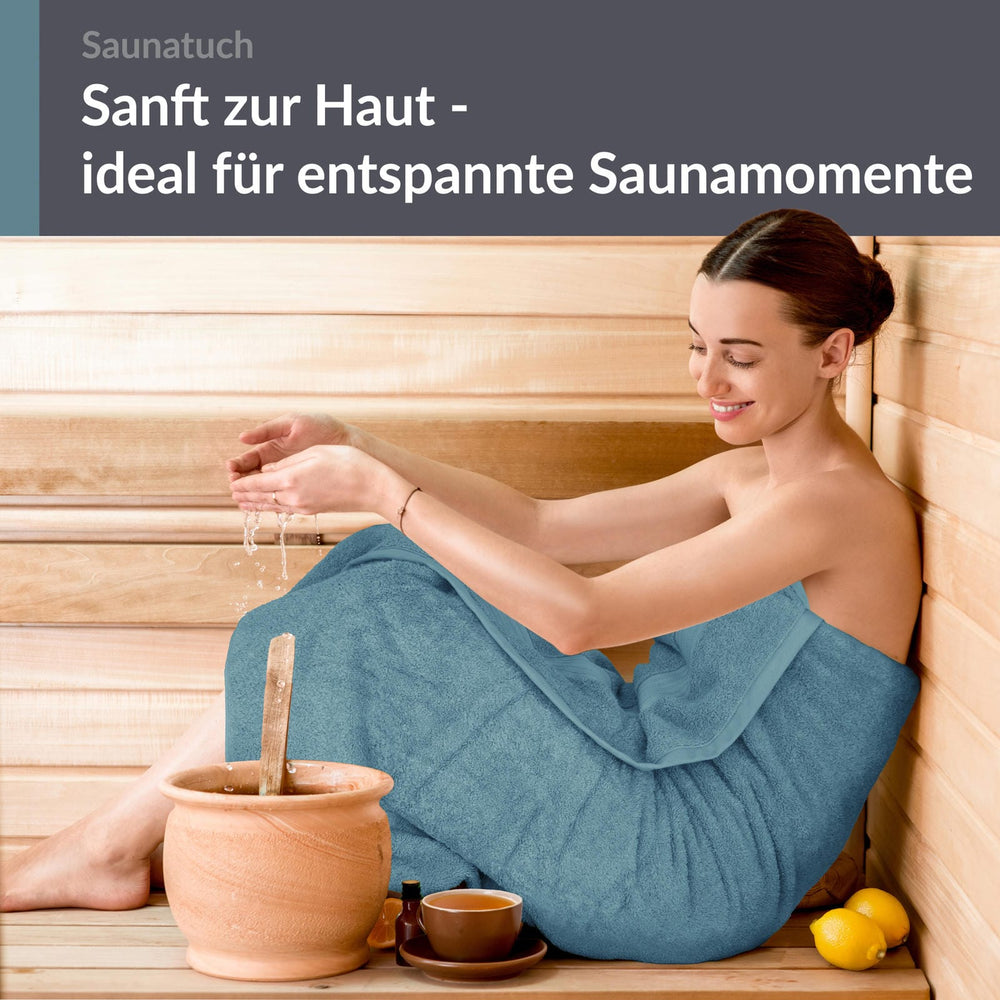 XXL Saunatuch extra lang 85x220 cm Blau - Tauben