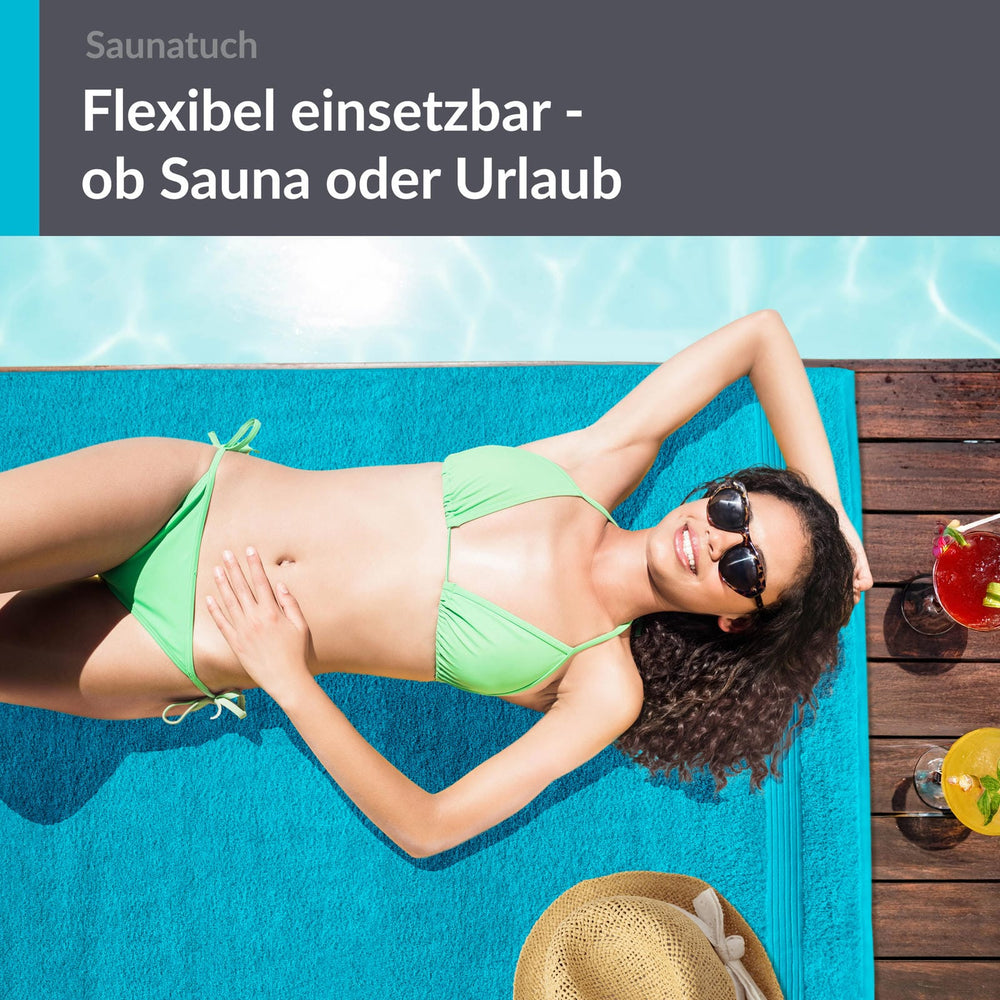 XXL Saunatuch extra lang 85x220 cm Blau - Aquamarin