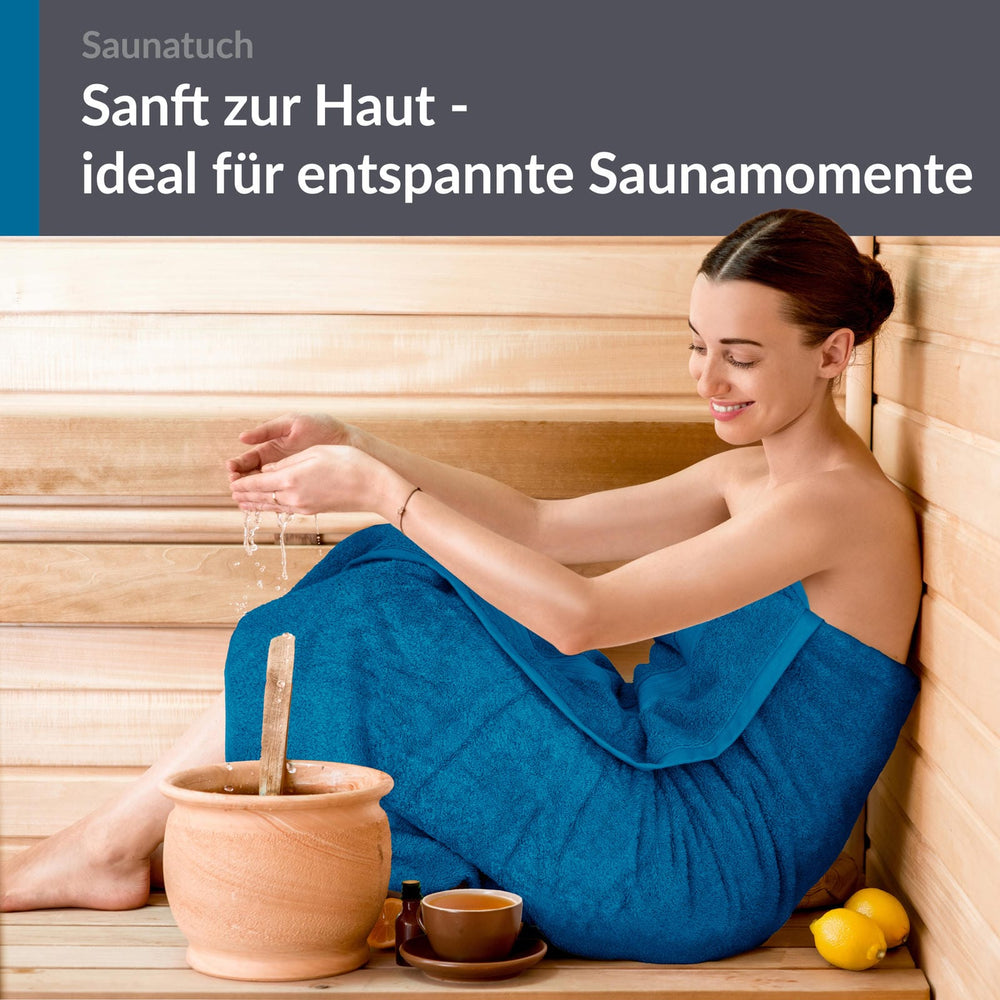 Saunahandtuch 100x200 cm extra groß Blau - Petrol