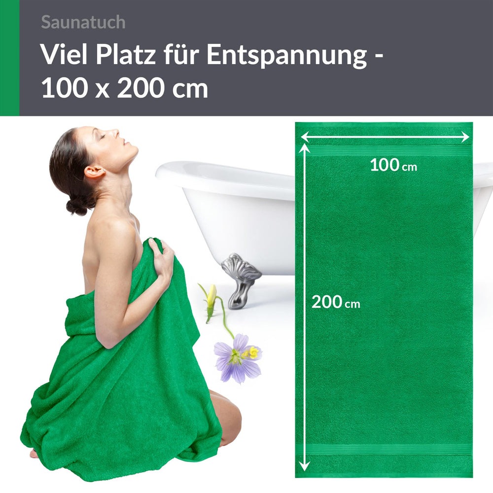 Saunahandtuch 100x200 cm extra groß Grün - Forst