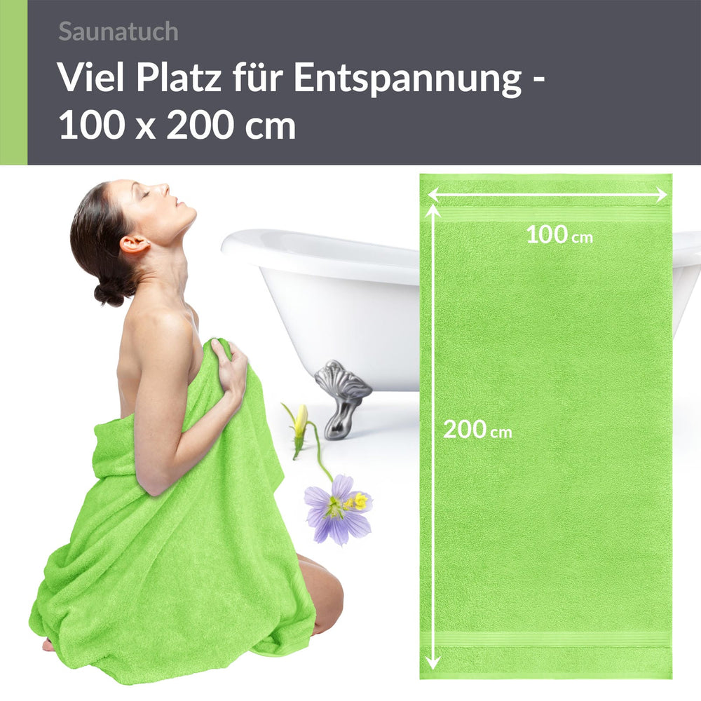 Saunahandtuch 100x200 cm extra groß Grün - Apfel