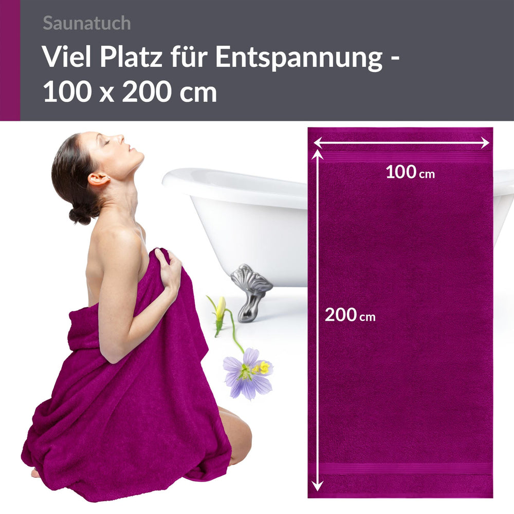 Saunahandtuch 100x200 cm extra groß Violett - Orchidee